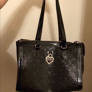 Juicy Couture Black Glossy Tote with Heart Charm